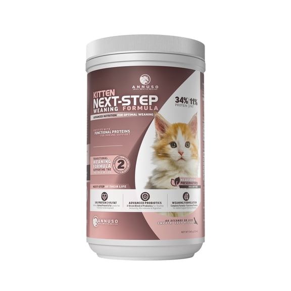 ANNUSO Kitten Next-Step Weaning Formula, 12oz - 40% Protein & 28% Fat - Complete Transitional Nutrition for Kittens 4-8 Weeks - Supports Growth & Digestion - Easy-Mix Powder