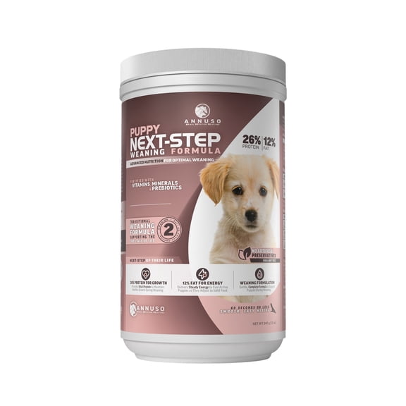 ANNUSO Puppy Next-Step Weaning Formula, 12oz - 26% Protein & 12% Fat - Complete Transitional Nutrition for Puppies 4-8 Weeks - Supports Growth & Digestion - Easy-Mix Powder