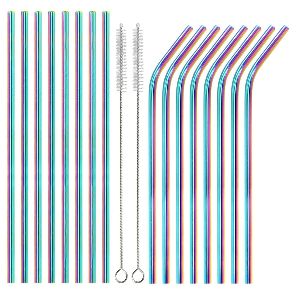 ANNVCHI Reusable Drinking Straws,Set of 12 Straws With 2 Cleaning Brushes,Shatter Resistant,Non-Toxic,Eco Friendly Reusable Straws (Multi-Color 12 Pack)