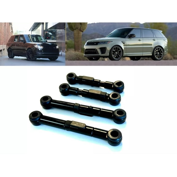 ANODIZED BLACK ALUMINUM ADJUSTABLE AIR RIDE SUSPENSION LOWERING ROD LINKS KIT COMPATIBLE WITH LAND ROVER RANGE ROVER L405 2013-2022 & RANGE ROVER SPORT L494 2014-2022, PART # LRNJ MOTORWORKS#6