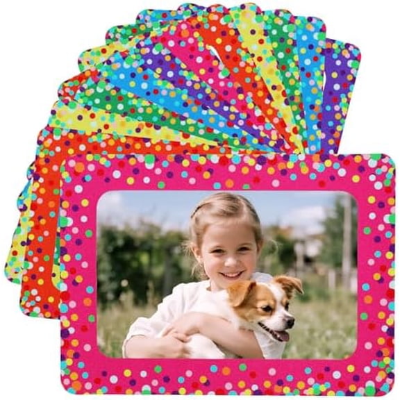 ANPHSIN 12Pcs Magnetic Picture Frame for 4x6in Photo - Cute Magnets Frames Fridge Decor Gifts for Girls Women, Home Refrigerator, Back to School Locker, Classroom Decorations Supplies, Colorful Dots