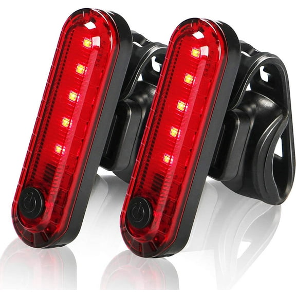 2 Pack USB-C Rechargeable Bike Tail Light, Waterproof LED Bicycle Rear Light Easy to Install On Any Bike Trailer or Helmet