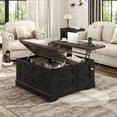 thumbnail image 1 of ANPOO 36" Movable Lift Top Coffee Table with Storage & Power Outlets, Farmhouse Square Coffee Table w/Wheels & Large Hidden Space, Wooden Center Table for Living Room(Black/36"), 1 of 9
