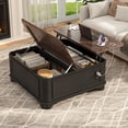 thumbnail image 1 of ANPOO 40" Farmhouse Lift Top Coffee Table with Charging Station, Square Wood Center Table with Large Hidden Storage Compartment for Living Room, 1 of 7