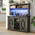 thumbnail image 1 of ANPOO 47"W Farmhouse Coffee Bar Cabinet Wine Rack and Storage, Tall Wine Bar Cabinet with 3 Tier Storage Hutch, Buffet Cabinet with LED Light and Glass Racks for Kitchen Dining Room, 1 of 7