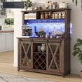 thumbnail image 1 of ANPOO 47"W Farmhouse Coffee Bar Cabinet Wine Rack and Storage, Tall Wine Bar Cabinet with 3 Tier Storage Hutch, Buffet Cabinet with LED Light and Glass Racks for Kitchen Dining Room, 1 of 8