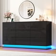 thumbnail image 1 of ANPOO 63" W High Gloss Black Dresser for Bedroom w/ LED Light & Power Outlet, Large Floating 9 Drawer Dresser w/ Handle Free, Long Modern Storage Chest of Drawer for Bedroom, 1 of 10
