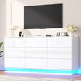 thumbnail image 1 of ANPOO 63" W High Gloss White Dresser for Bedroom w/ LED Light & Power Outlet, Large Floating 9 Drawer Dresser w/ Handle Free, Long Modern Storage Chest of Drawer for Bedroom, Cream Dresser, 1 of 11