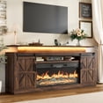 thumbnail image 1 of ANPOO 70.9" Farmhouse Fireplace TV Stand with 36" Electric Fireplace, LED Light & Sliding Barn Doors, Entertainment Center Fits Up to 80 Inch TV, Rustic Media Console for Living Room, 1 of 9