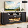 thumbnail image 1 of ANPOO 80" Farmhouse Fireplace TV Stand for TVs up to 90", Electric Fireplace Media Console, 12‑Color Flame, Fluted Entertainment Center with Power Outlet, 1 of 7