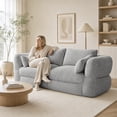 thumbnail image 1 of ANPOO 81.3" Boneless Loveseat Sofa Cloud Couch with Deep Seat, Modern Oversized Velvet Compressed Sofa Couch with 4 Pillows & Side Pockets, Upholstered Boneless Couches for Living Room, Gray, 1 of 10