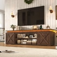 thumbnail image 1 of ANPOO 83" Farmhouse TV Stand for TVs up to 95" with LED Light and Power Outlets, Large Farmhouse Entertainment Center with 2 Sliding Storage Barn Doors and Adjustable Shelf for Living Room, Bedroom, 1 of 9