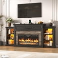 thumbnail image 1 of ANPOO 85" Electric Fireplace with Mantel, Fireplace TV Stand with 36" Fireplace for TVs Up to 95 Inch, 37.6" Tall Farmhouse Entertainment Center with LED Lights & Charging Station, Carved Decoration, 1 of 9
