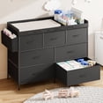 thumbnail image 1 of ANPOO Changing Table Dresser with Storage, Baby Dresser with Changing Table Top, Waterproof Diaper Changing Station with 7 Fabric Drawers for Nursery Modern, Black, 1 of 10