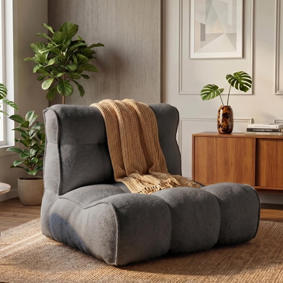 ANPOO Chenille Bean Bag Floor Couch, Oversized Memory Foam Lazy Sofa, Plush Textured Floor Lounger for Bedroom, Living Room, Dorm & Game Room