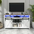 thumbnail image 1 of ANPOO Farmhouse TV Stand for 65 inch TVs, Rustic Entertainment Center TV Cabinet Stands with Power Outlets and LED lights, 1 of 6