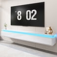 thumbnail image 1 of ANPOO 94.5" LED Floating TV Stand for Wall-mounted TV Up to 110'', Floating Entertainment Center with 2 Drawers & 2 Cabinets, Modern High Gloss Media Console with Rounded Corners, Dual Installation, 1 of 11