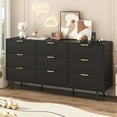 thumbnail image 1 of ANPOO Fluted 9 Drawer Dresser with Charging Station for Bedroom, 63" Modern Long Dressers with 9 Wide Drawers/Metal Handles, Wood Storage Cabinet for Bedroom, Living Room, Hallway, Black-63", 1 of 9