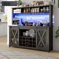 thumbnail image 1 of ANPOO 63"W Farmhouse Coffee Bar Cabinet with Power Outlet and LED Light, 58"H Wine Bar Cabinet with 4 Tier Storage Hutch, Kitchen Buffet Cabinet with 15 Wine and Glass Racks for Kitchen Dining Room, 1 of 8