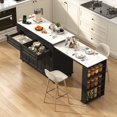 thumbnail image 1 of ANPOO Large Kitchen Island with Extendable Dining Table and Power Outlet, Rolling Kitchen Island Cart on Wheels with 2 Storage Cabinets & 2 Drawers & 3 Spice Racks, Island Table for Kitchen, 1 of 9
