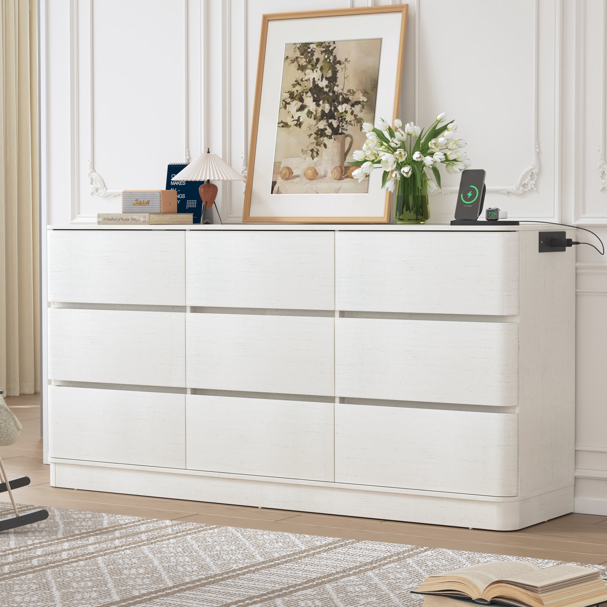 ANPOO Mid-Century Modern 9 Drawers Dresser for Bedroom, 63'' Wide ...