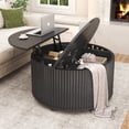 thumbnail image 1 of ANPOO Round Lift Top Coffee Table with Storage, 34.6" Fluted Center Table for Living Room, Modern Circle Drum Table, Mid Century Furniture for Small Space, 1 of 7