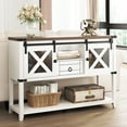 thumbnail image 1 of ANPOO Rustic Sofa Table, Large Console Table Entryway Table with 2 Barn Door Cabinets & 1 Drawer for Living Room, 1 of 8