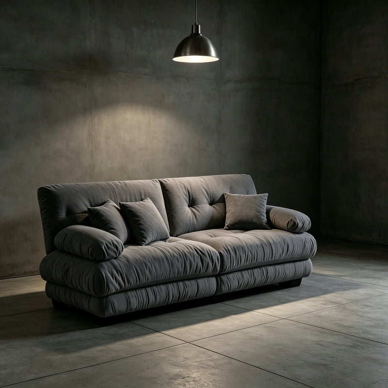 ANPPORT Cloud Couch Sleeper Sofa, Chenille Gray 2-Seater Modular Sofa, 2 Lumbar pillows, 2 Pillows, Comfy Deep Seat Cloud Sofa, Convertible L-Shaped Floor Couch for Living Room