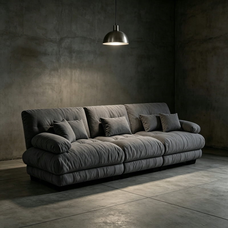 ANPPORT Cloud Couch Sleeper Sofa, Chenille Gray 3-Seater Modular Sofa, 3 Lumbar pillows, 2 Pillows, Comfy Deep Seat Cloud Sofa, Convertible L-Shaped Floor Couch for Living Room