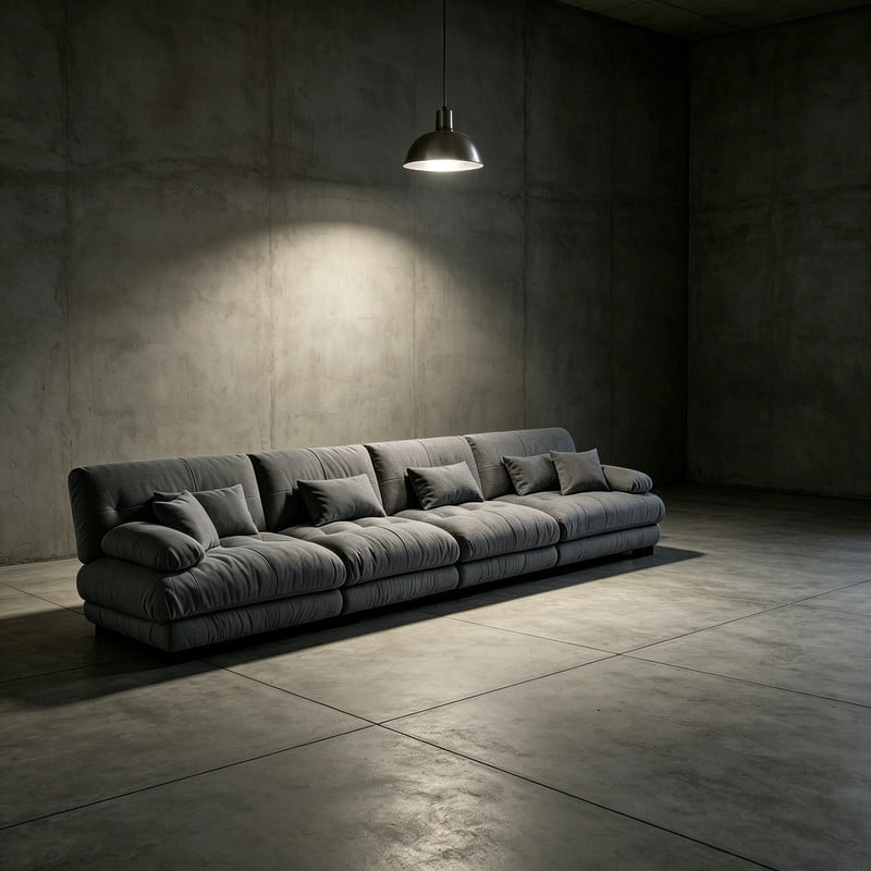 ANPPORT Cloud Couch Sleeper Sofa, Chenille Gray 4-Seater Modular Sofa, 4 Lumbar pillows, 2 Pillows, Comfy Deep Seat Cloud Sofa, Convertible L-Shaped Floor Couch for Living Room