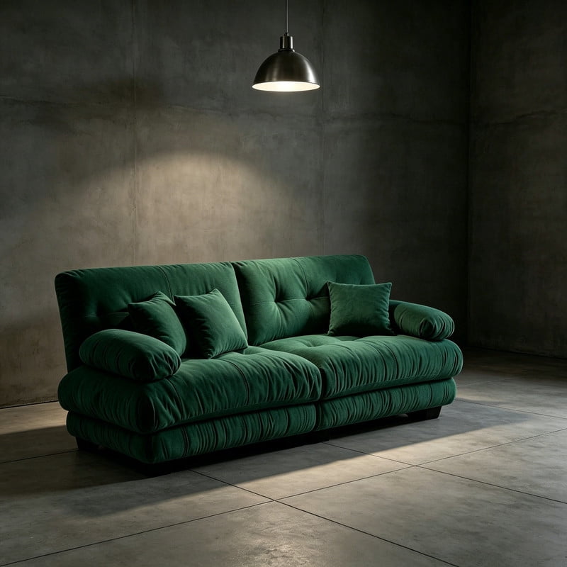 ANPPORT Cloud Couch Sleeper Sofa, Chenille Green 2-Seater Modular Sofa, 2 Lumbar pillows, 2 Pillows, Comfy Deep Seat Cloud Sofa, Convertible L-Shaped Floor Couch for Living Room
