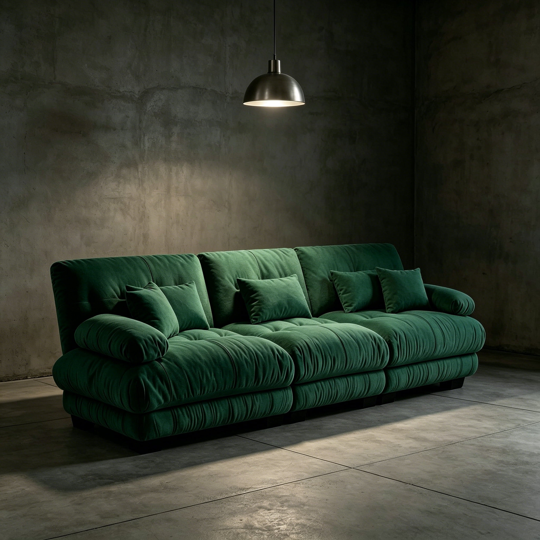 ANPPORT Cloud Couch Sleeper Sofa, Chenille Green 3-Seater Modular Sofa, 3 Lumbar pillows, 2 Pillows, Comfy Deep Seat Cloud Sofa, Convertible L-Shaped Floor Couch for Living Room