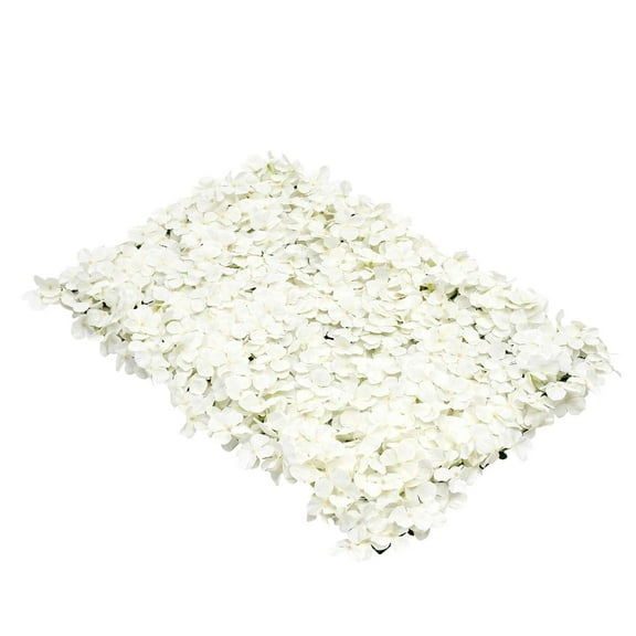 ANQIDI 20Pcs White Artificial Silk Flower Panels Mat, 16x24 Inch Hydrangea Flowers Wall Panels Wedding Party Stage Backdrop Decor