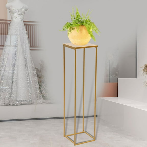 ANQIDI 39.37" Gold Square Flower Stand Metal Geometric Column Vases Rack for Wedding, Party