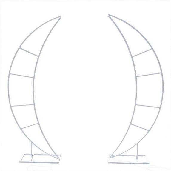 ANQIDI 6.56Ft White Crescent Moon Shape Wedding Arch 2Pcs Metal Party Backdrop Stand Flower Holder