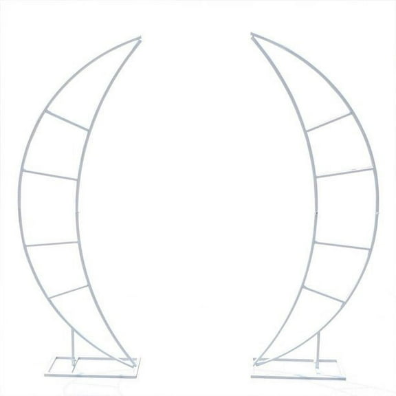 ANQIDI 6.56Ft White Crescent Moon Shape Wedding Arch 2Pcs Metal Party Backdrop Stand Flower Holder