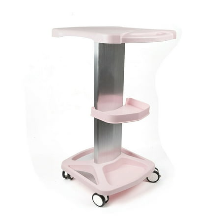 ANQIDI Aluminum Alloy Trolley Stand Beauty Salon Cart Machine Storage Stand w/4 Wheels (Pink)