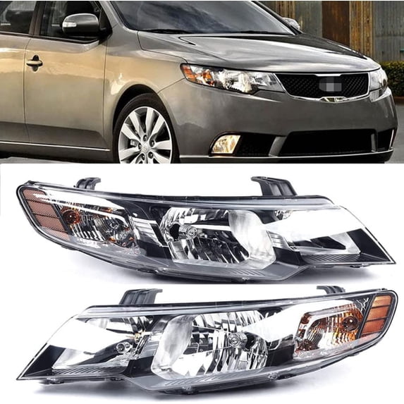 ANQIDI Fits 2010 2012 2013 Kia Forte/Forte Koup 1 Pair Headlamps Front Headlight Assembly Set (Left + Right Side)