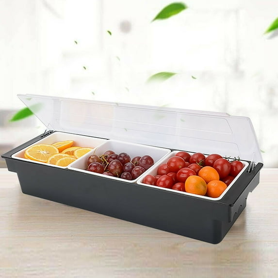 ANQIDI Fruit Box ABS Condiment Caddy w/Cover for Kitchen Dining Room 3 Tray