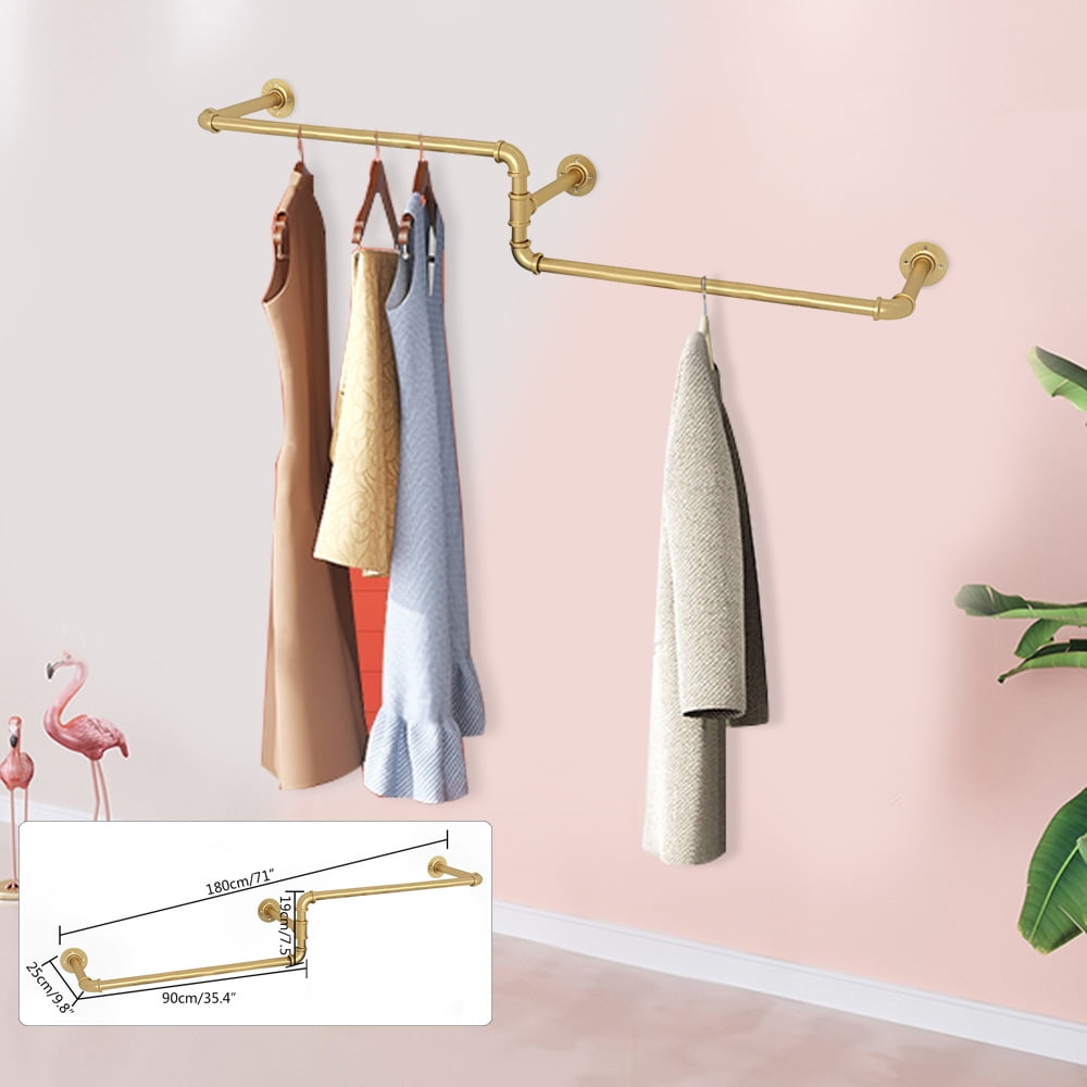 Gold wall mounted clothes rail shop