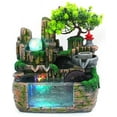 thumbnail interactive-video image 1 of Indoor Tabletop Water Fountain With LED Light - Polyresin Rockery Waterfall Decor For Home Office Relaxation 1 of 14