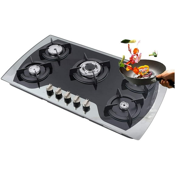 ANQIDI LPG/NG Gas Cooktop 5 Burners Gas Hobs Built-in Automatic Pulse Ignition Gas Stove Kitchen Cooker (35.4")