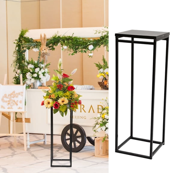 ANQIDI Metal Column Stand, Square Floor Rack Flower Arrangement for Wedding Party Dinner Centerpiece Black