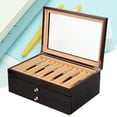 thumbnail image 1 of ANQIDI Pen Box 3 Layers High-grade 34 Slots Sandalwood Wood Fountain Pen Storage Collector Box with Glass Lid and Drawer (​Black), 1 of 12