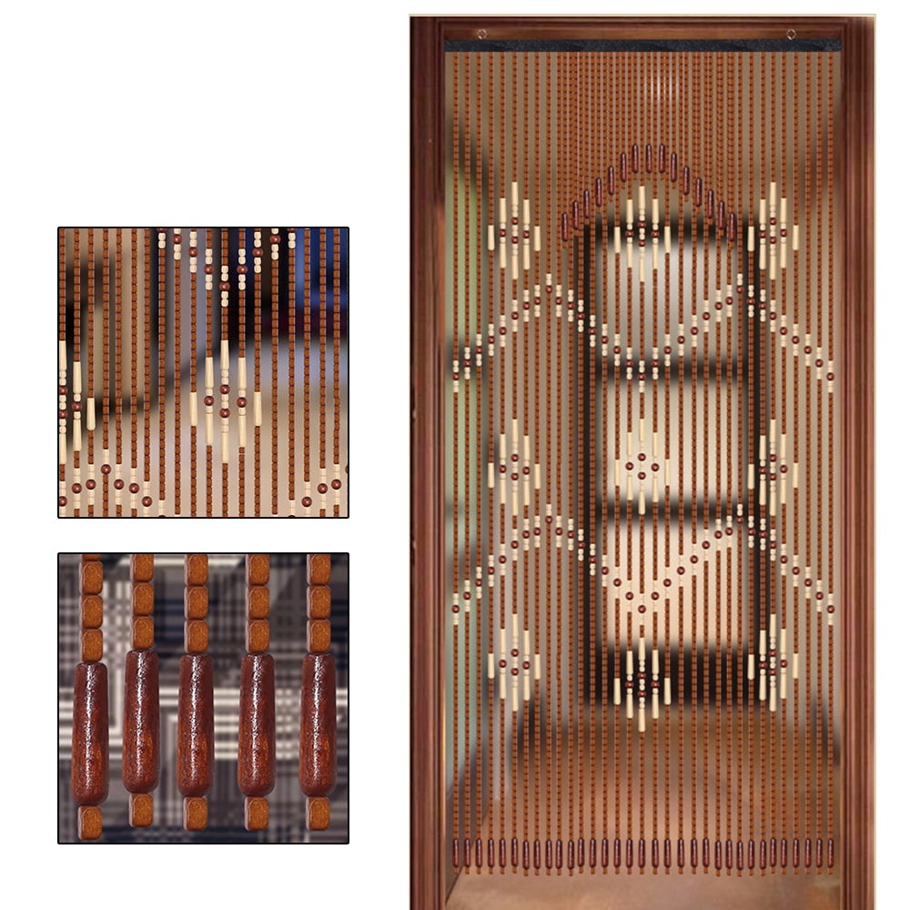 Anqidi Wooden Bead Curtain 32 Lines Natural Wood Bamboo Beaded Wave Dense Fringe Doorway Screen W35 4 Xh68 9 Com