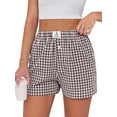 thumbnail image 1 of ANRABESS Boxer Shorts for Women Pajama Gingham Shorts 2026 Summer Casual Lounge Shorts Elastic Waist Beach Sleep Shorts Trendy Y2K Plaid Pajama Bottoms with Pockets, 1 of 10