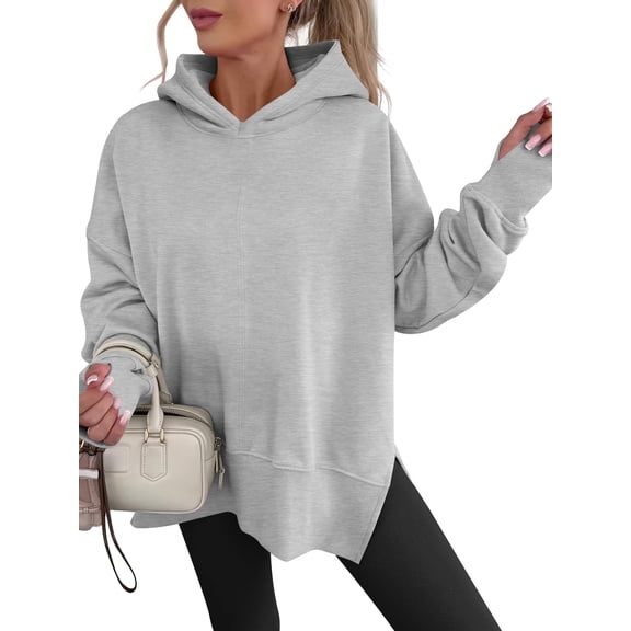 ANRABESS Hoodies for Women Oversized Thumb Hole Sweatshirts,Fall Fashion Outfits,Loose Fit Slit Side Tunic for Leggings,Long Sleeve Fleece Comfy Hooded Pullover,Travel Vacation Clothing