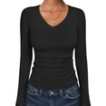 thumbnail image 1 of ANRABESS Long Sleeve Shirts for Women Soft Comfy Ribbed Knit Fitted T-Shirts Casual Trendy Y2K Basic Tops Fall Winter Underscrub Layering Clothes Black Medium, 1 of 11