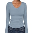 thumbnail image 1 of ANRABESS Long Sleeve Shirts for Women Soft Comfy Ribbed Knit Fitted T-Shirts Casual Trendy Y2K Basic Tops Fall Winter Underscrub Layering Clothes Grey Blue XX-Large, 1 of 11