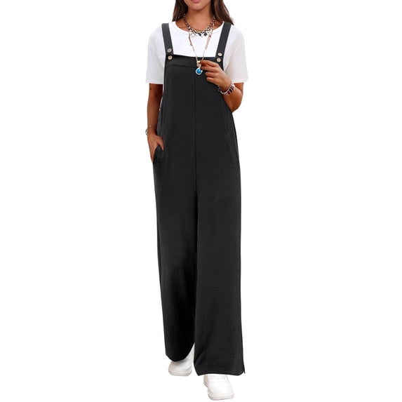 ANRABESS Women's Overalls Jumpsuit Summer Casual Wide Leg Pants, Loose Bib One Piece Outfit with Pockets and Adjustable Straps